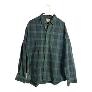 LL Bean Mens Grunge Flannel Shirt Button Down Distressed Gorpcore Utility L